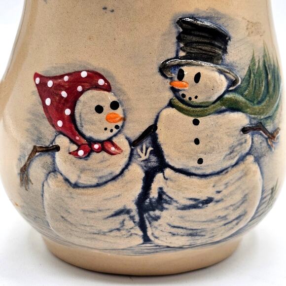 Adorable Holiday Snowman Pitcher - Sandhurst (MN) Stoneware Pottery Collectible - Picture 2 of 10